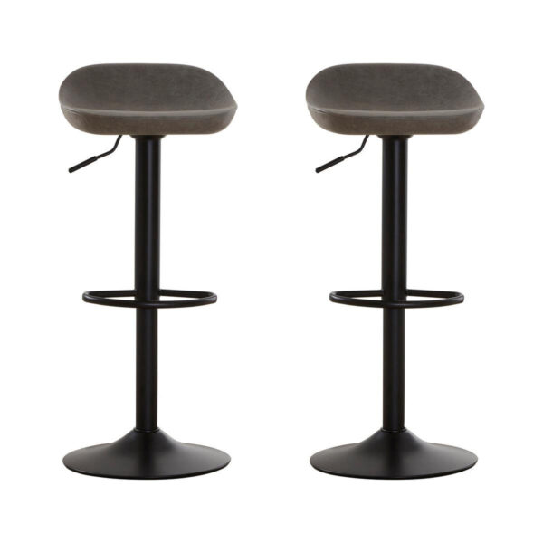 Dalston Brown Grey Set Of Two Leather Effect Bar Stools