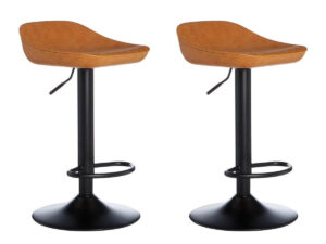 Dalston Tan Set Of Two Bar Leather Effect Stools