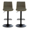 Dalston Brown Grey Set Of Two Leather Effect Bar Chairs