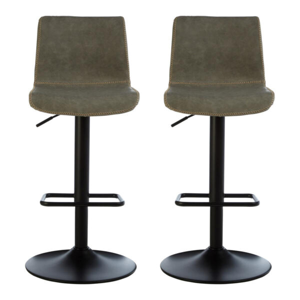 Dalston Brown Grey Set Of Two Leather Effect Bar Chairs