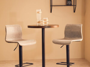 Dalston Brown Grey Set Of Two Leather Effect Bar Chairs