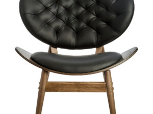 Vinsi Black Leather Effect Chair with Elm Wood Frame