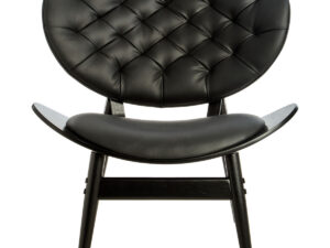 Vinsi Black Leather Effect Chair with Elm Wood Frame