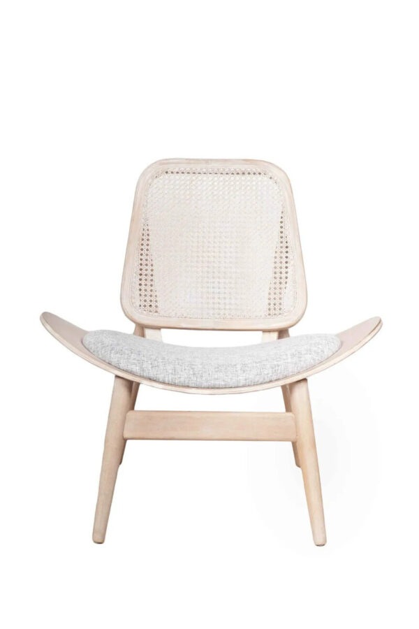 Vinsi Beige Fabric and Washed Elm Wood Chair
