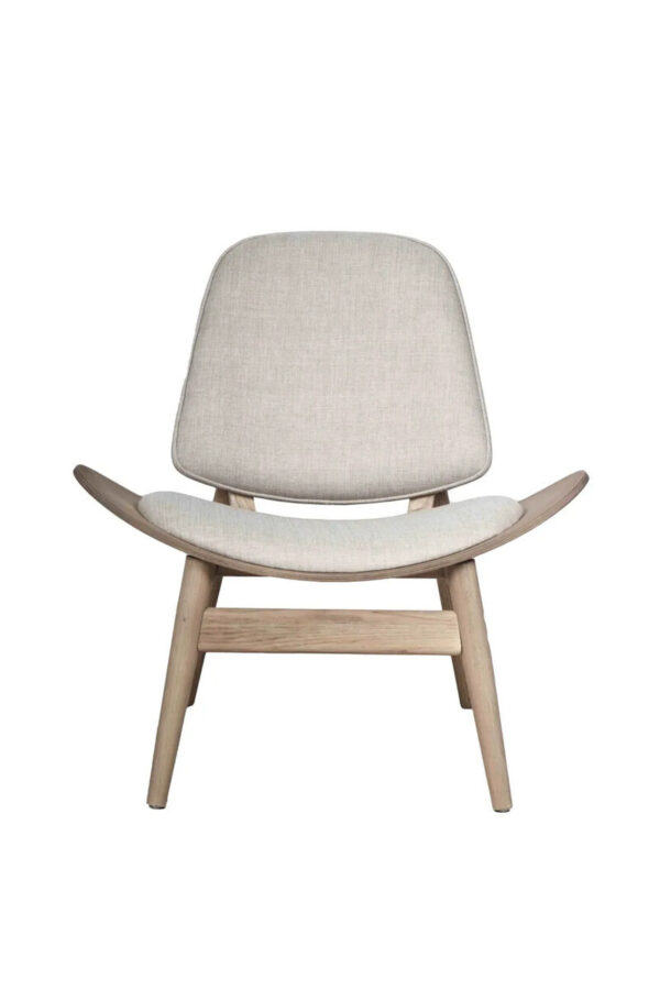 Vinsi Beige Fabric and Washed Elm Wood Chair with Cane Back