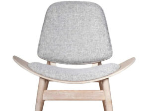 Vinsi Grey Fabric and Washed Elm Wood Chair