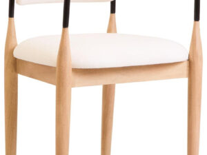 Persolo Cream Textured Dining Chair with Wood Frame