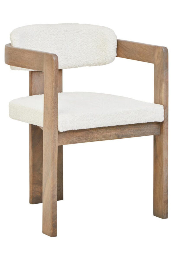 Torello Boucle Fabric and Grey Finish Mango Wood Wood Dining Chair