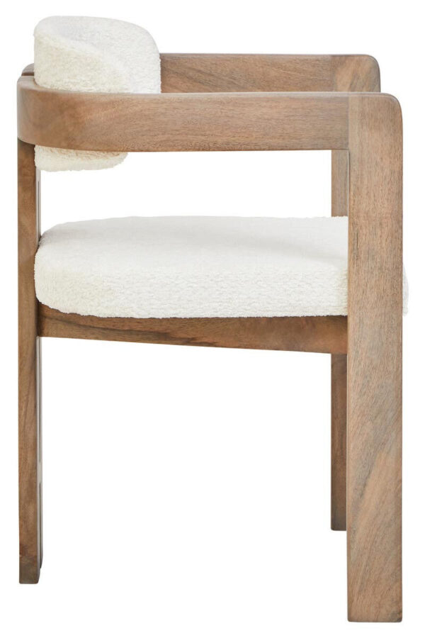 Torello Boucle Fabric and Grey Finish Mango Wood Wood Dining Chair