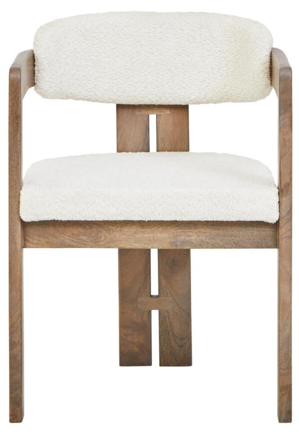 Torello Boucle Fabric and Grey Finish Mango Wood Wood Dining Chair