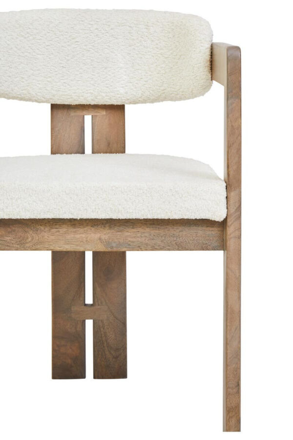 Torello Boucle Fabric and Grey Finish Mango Wood Wood Dining Chair