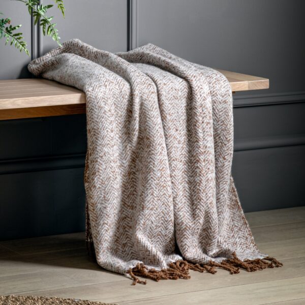 Herringbone Faux Mohair Throw