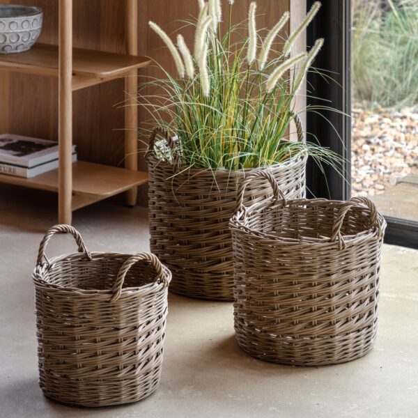 Hand Woven Willow Storage Basket Nest Set of 3