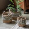 Fringed Woven Basket  Stripe Set of 3