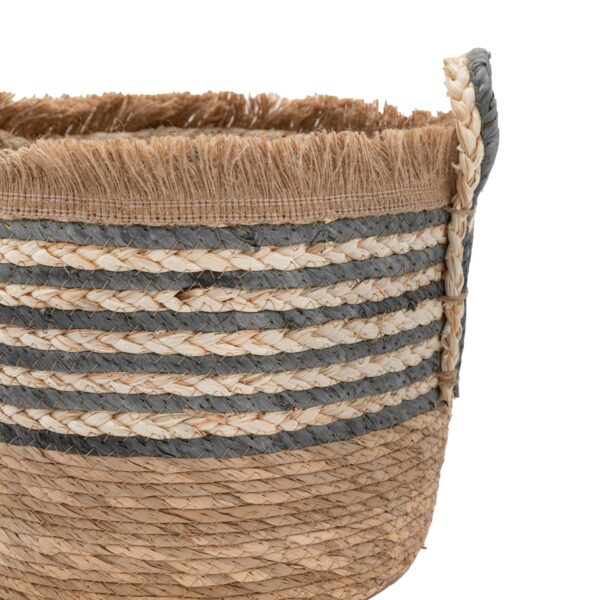 Fringed Woven Basket  Stripe Set of 3