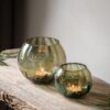 Floral Etched Iridescent Tealight Holder