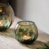 Floral Etched Iridescent Tealight Holder
