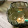 Floral Etched Iridescent Tealight Holder