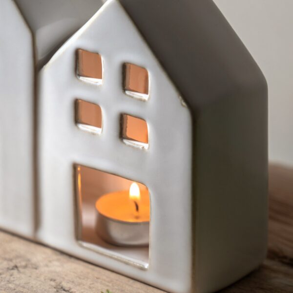 DF-GAL-5056693599043-3 Pearly White Houses Tealight Holder