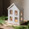 DF-GAL-5056693599050-1 Pearly White Houses Tealight Holder