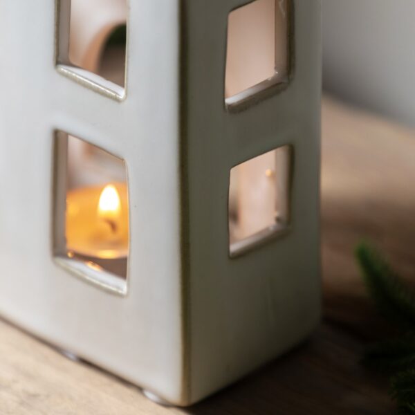 DF-GAL-5056693599050-2 Pearly White Houses Tealight Holder
