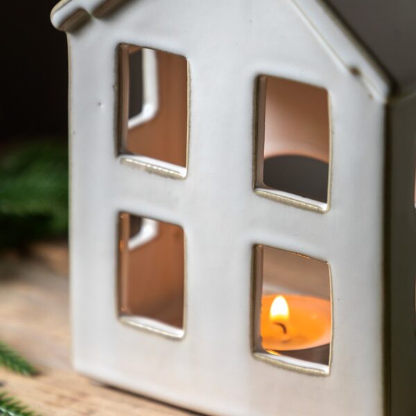 DF-GAL-5056693599050-3 Pearly White Houses Tealight Holder