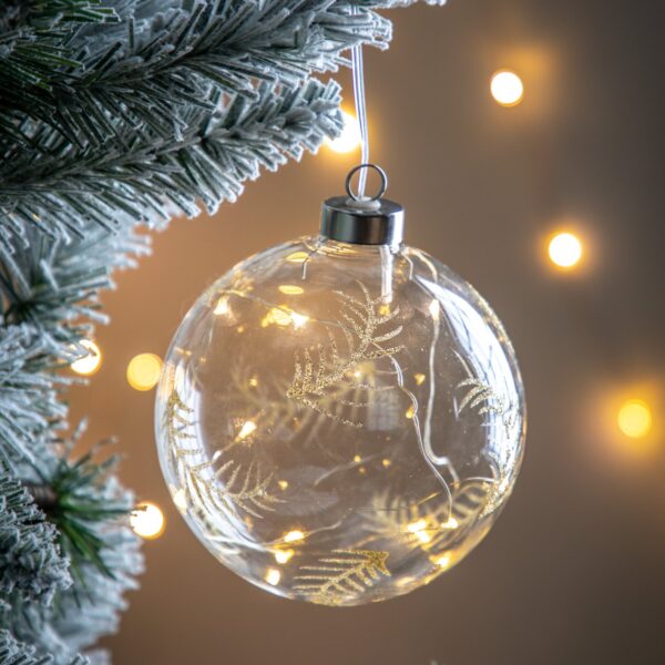 Feather Etched Bauble with LED