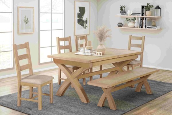 DF-PAP-144-34_144-34-Foxington-Oak-Cross-Leg-180-Extending-Dining-Table-feature-1-r Foxington Oak 180/240 Cross Leg Dining Table