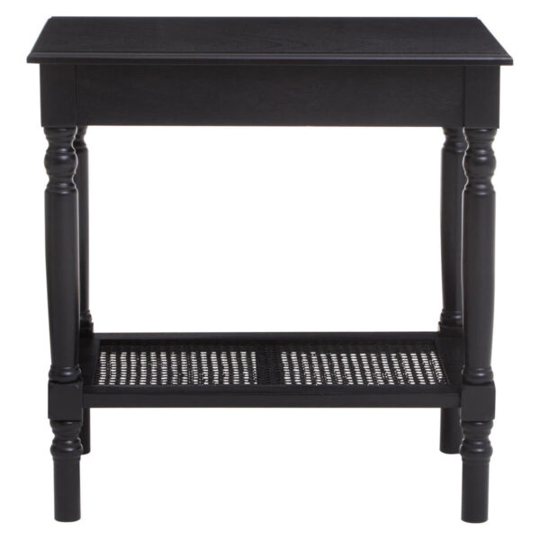 Heritage Black Wooden Side Table with Lower Shelf