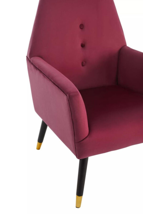 Loretta Stone Velvet Chair With Black Wood And Gold Finish Legs