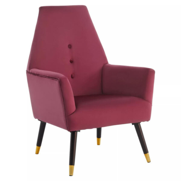 Loretta Stone Velvet Chair With Black Wood And Gold Finish Legs